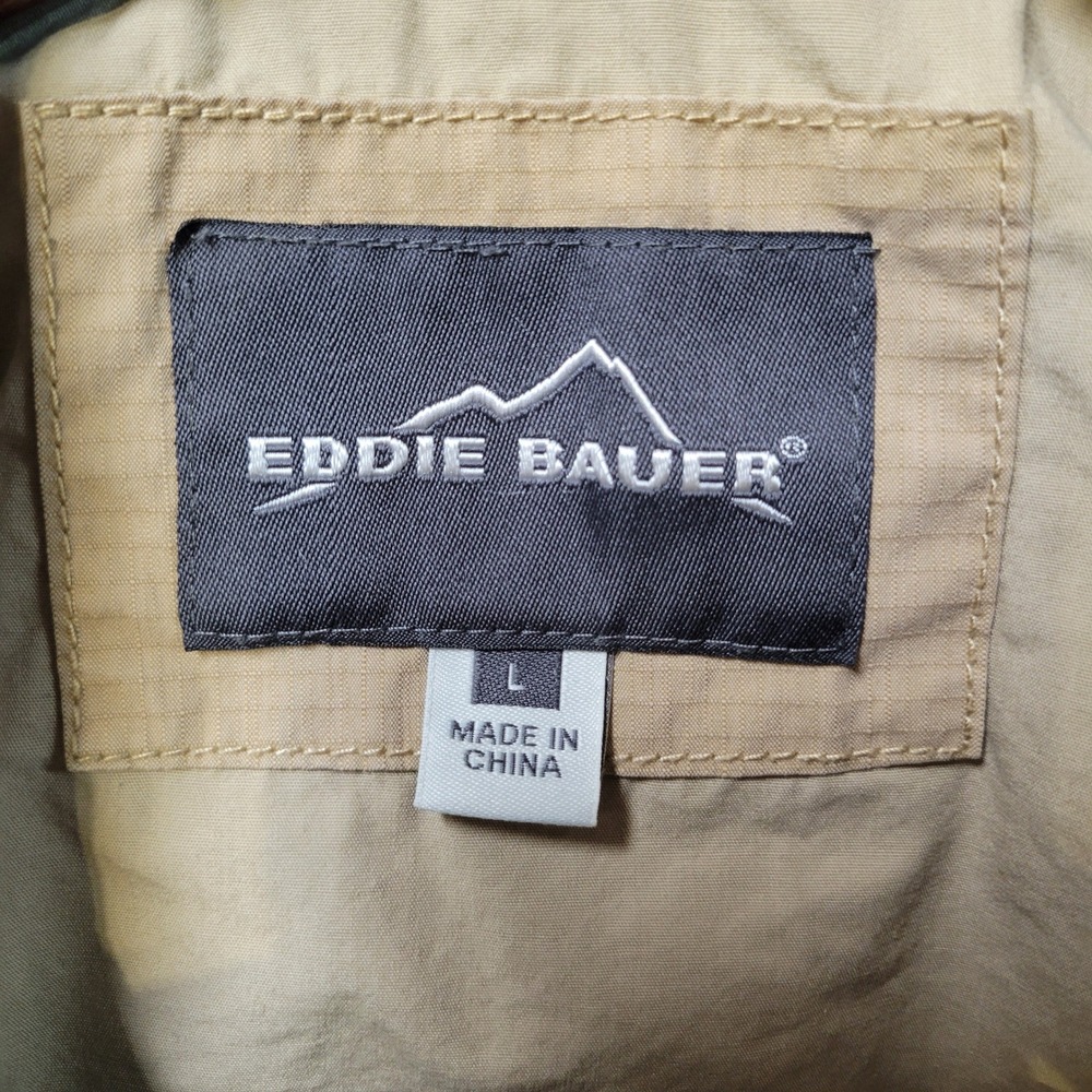 Eddie Bauer Mens Khaki Utility Vest Size L Lightweight Outdoor Travel Pockets - Picture 2 of 10